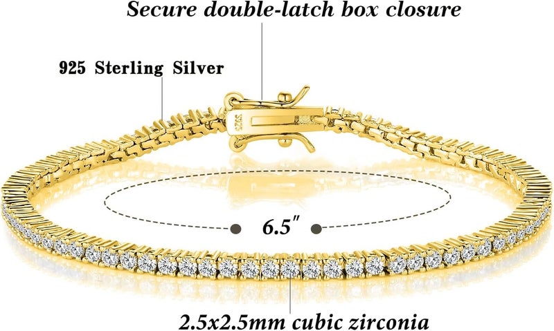 TIKJE 925 Sterling Silver 2-7mm Cubic Zirconia Classic Tennis Bracelet | White Gold Bracelets for Women | Size 6-8.5 inches - Image 2